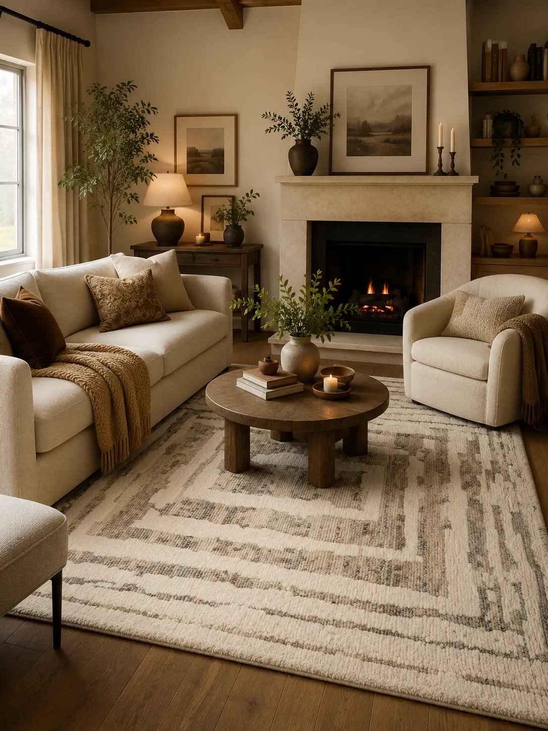 Exellica Home handcrafted rug styled in a serene room.