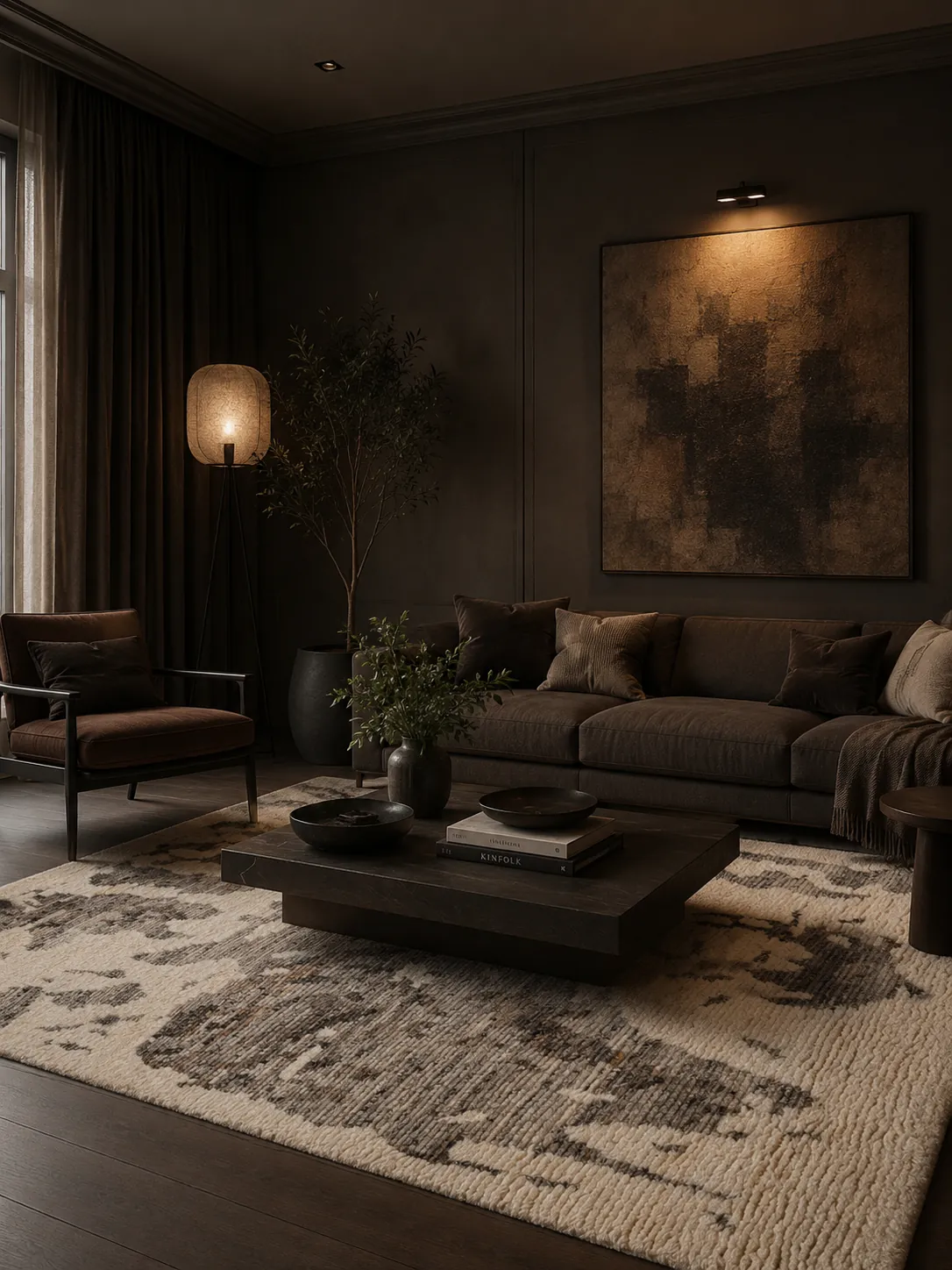 Exellica Home handcrafted rug styled in a refined room.