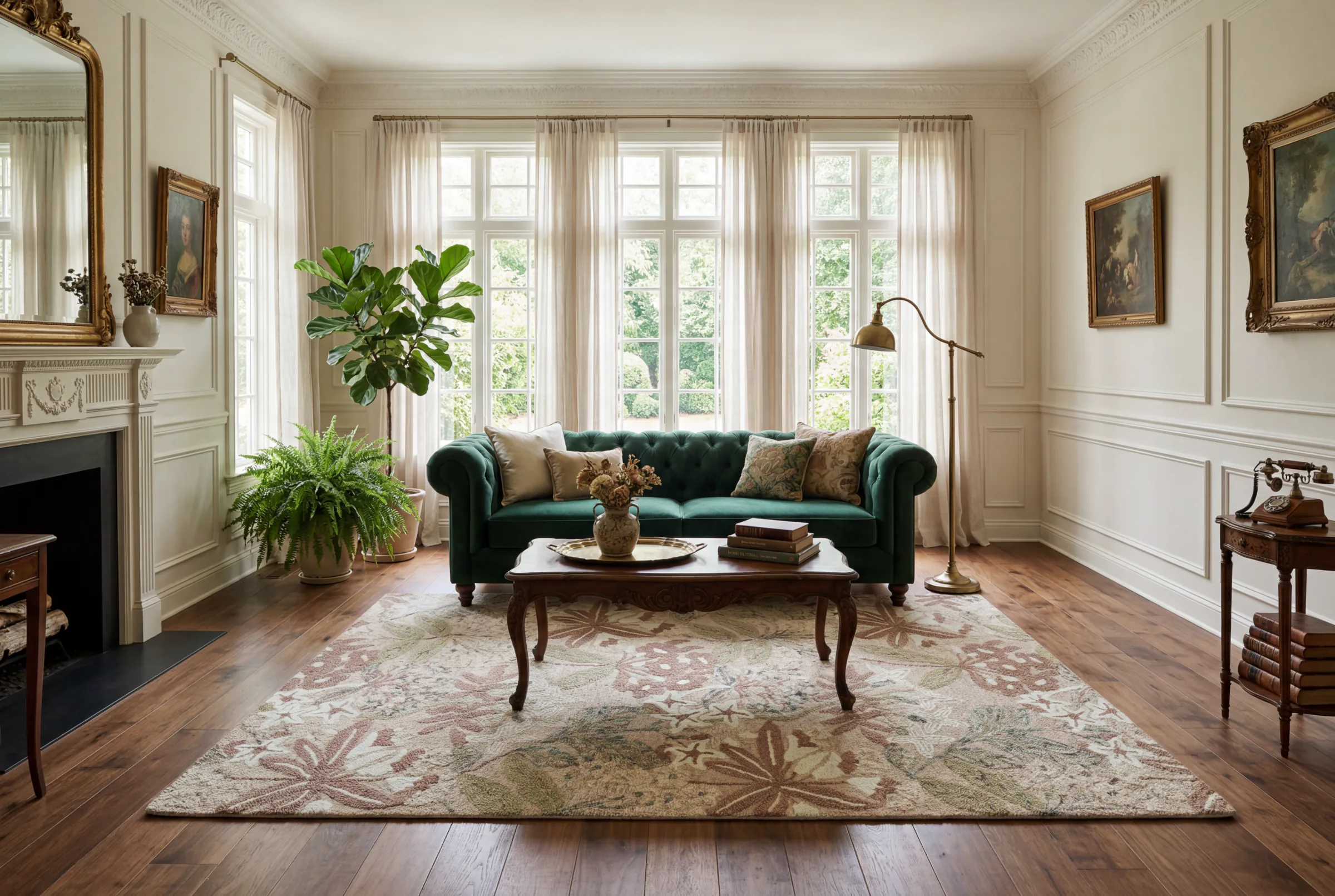A handcrafted Exellica rug in a refined living space
