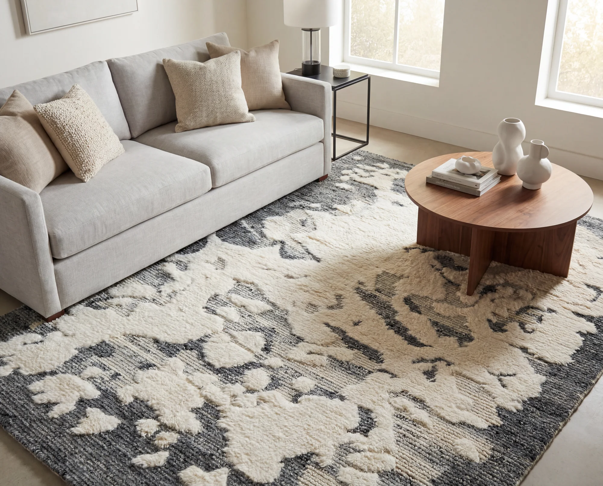 Lyss rug styled in a room by Exellica Home